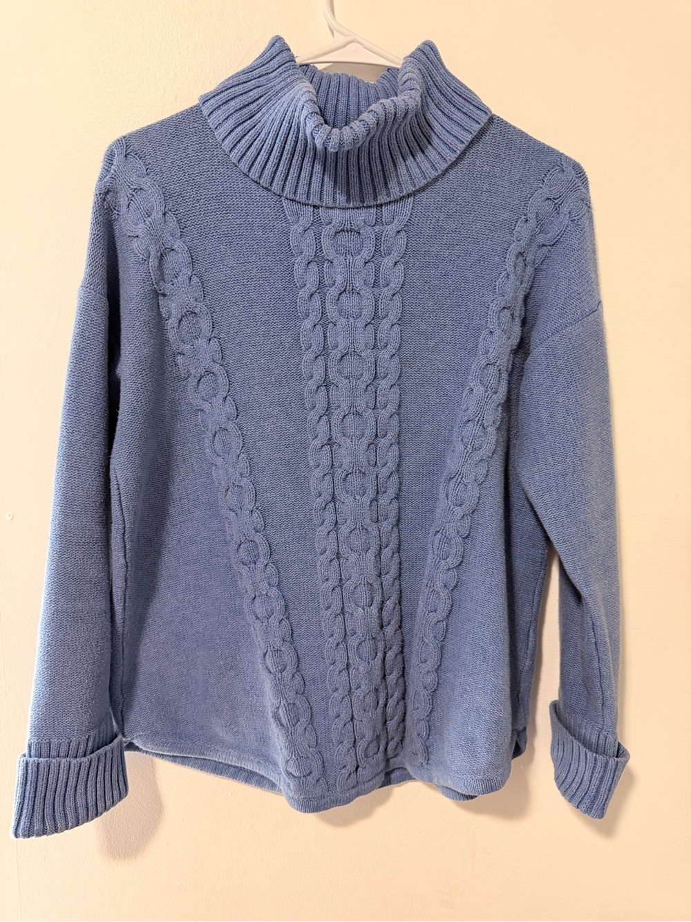 L.L.Bean 100% Cotton Blue Turtleneck Sweater Size Medium